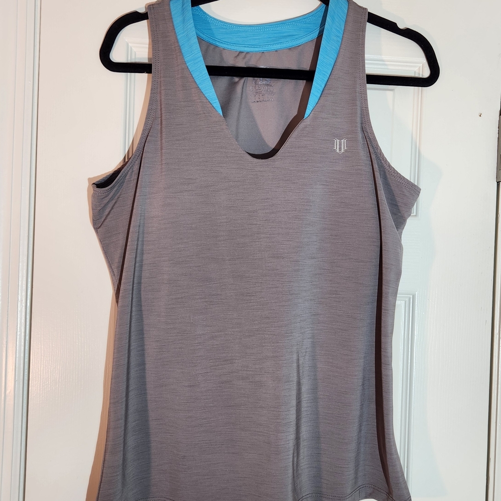 EleVen by Venus Williams Gray and Blue Tank Top Womens Large